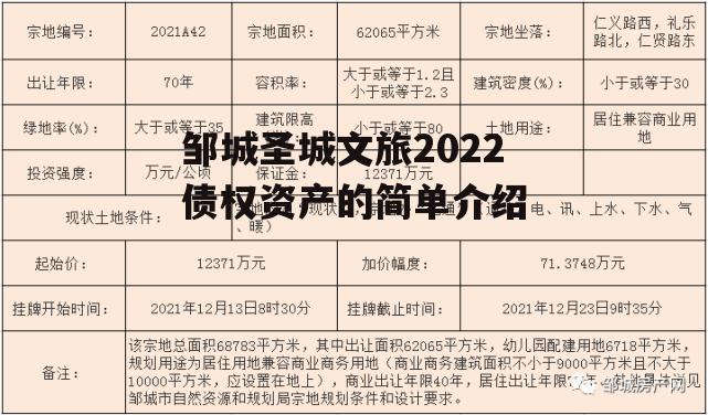 邹城圣城文旅2022债权资产的简单介绍